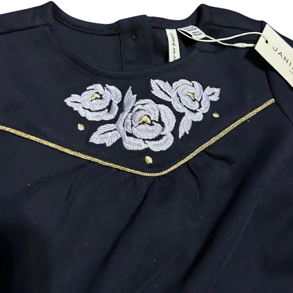 Janie and Jack | NWT Blue Rose Embroidered Long Sleeve Dress 18-24 months